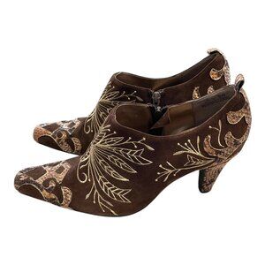 Wallace & Clark Vangie Women’s Brown Snakeskin Embroidered Heels Size 8W